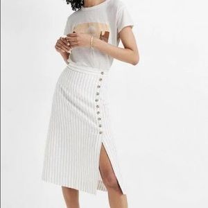 Madewell side-button Midi Skirt in pinstripe